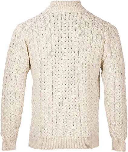 Men's Merino Wool Aran 1/2 Zipper Sweater - Image 2