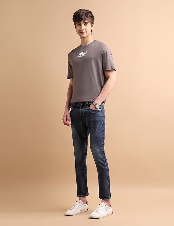 U.S. Polo Assn. Denim Co. Men's Cole Comfort Cropped Fit Blue Ultra Soft Jeans - Image 4