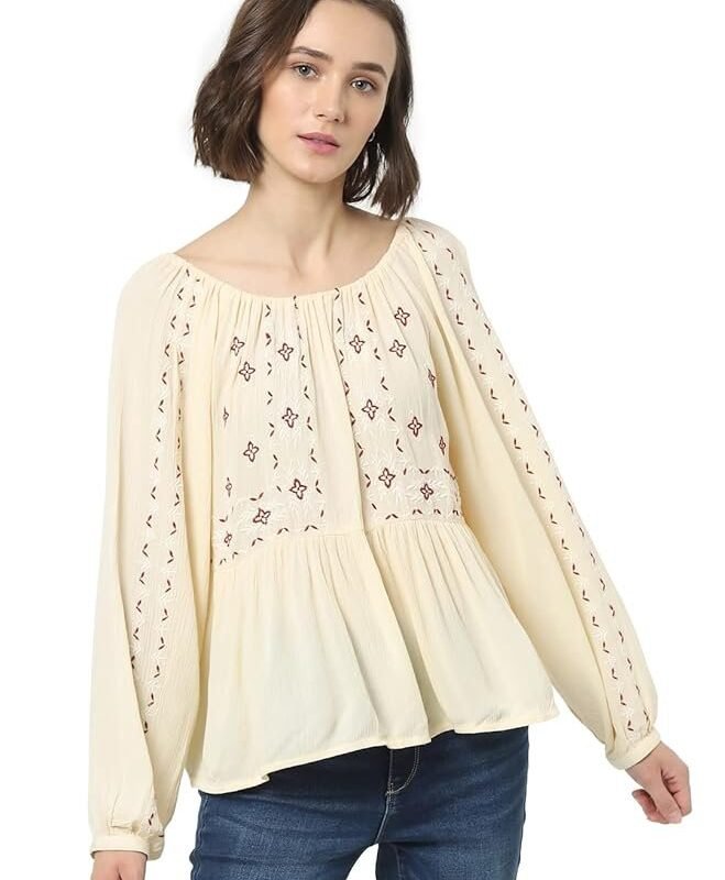 ONLY Women's Rayon Blend Regular Fit Top
