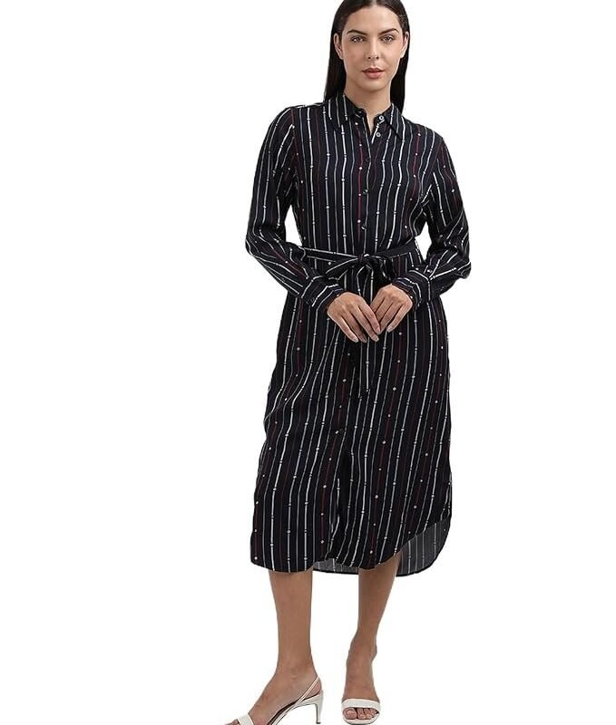 Hilfiger Women's Rayon Blend Shirt Knee-Length Casual Dress