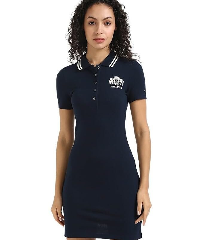 Tommy Hilfiger Women's Cotton A-Line Above The Knee Casual Dress