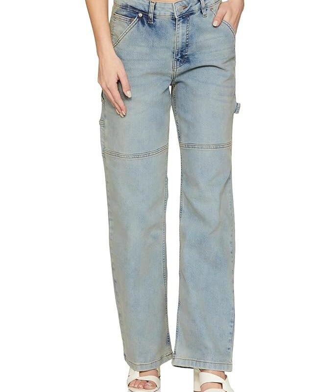 INKAST Regular Women's High Waist Full Length Cargo Loose Fit Jeans