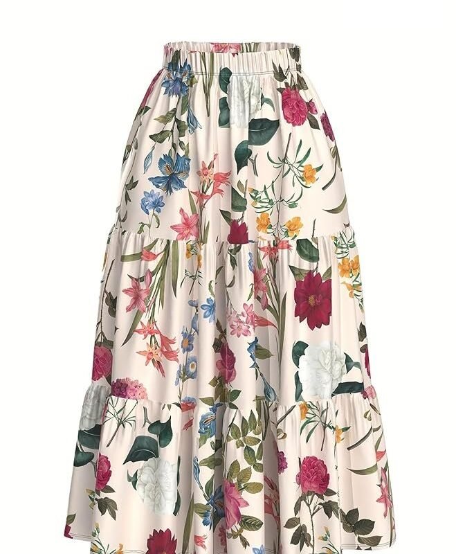 Floral Printed Western Summer Wear | Lightweight Soft Fabric | Casual & Festive Maxi Skirt