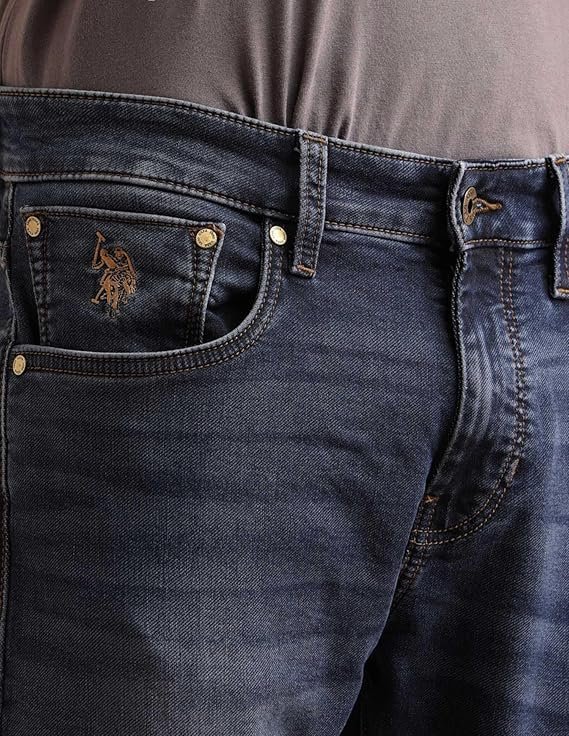 U.S. Polo Assn. Denim Co. Men's Cole Comfort Cropped Fit Blue Ultra Soft Jeans - Image 3