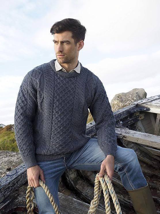 Aran Crafts Irish Soft Cable Knitted Crew Neck Sweater (100% Pure New Wool) - Image 5